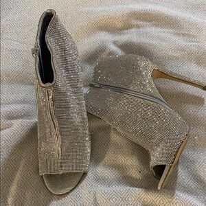 Steve Madden Silver Rhinestone Ankle Booties